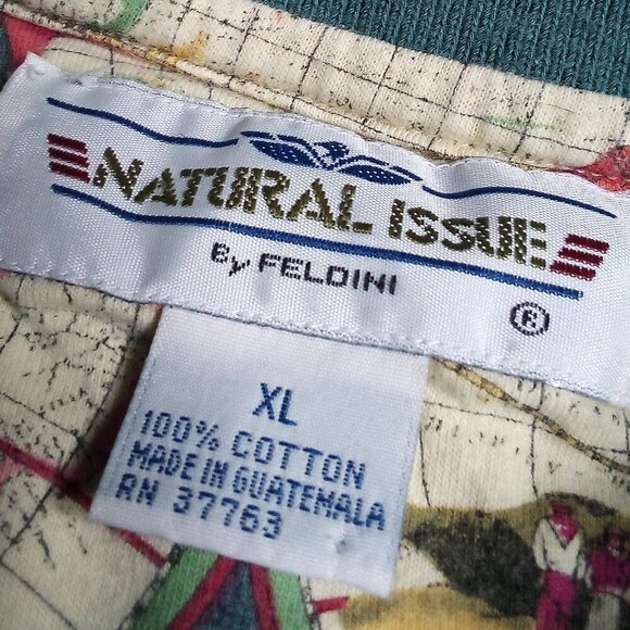 Vintage Natural Issue World Map Geography Golf Company Polo Shirt - Picture 5 of 6